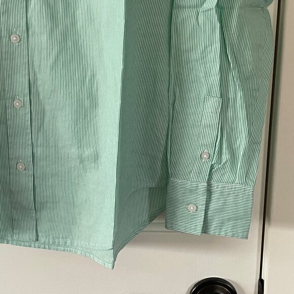 New Everlane Womens Mint Green Oversized Pinstripe Button Down Blouse Size 2 - Picture 2 of 11